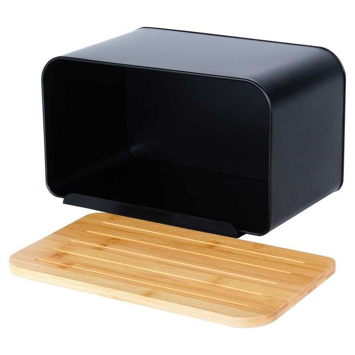 Кутия за хляб, изработена от метал, бамбукова дъска, модерен дизайн