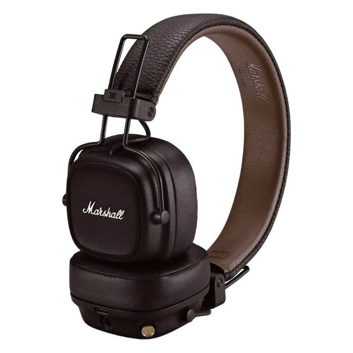 Безжични слушалки с микрофон за смартфони и мобилни устройства - Marshall Major IV Bluetooth (кафяв)