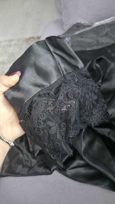 Halat satin negru - 6 bucati