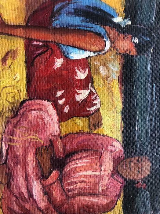 Картини – „Таитянски жени на плажа“ и  портрет на момиче, маслени бои