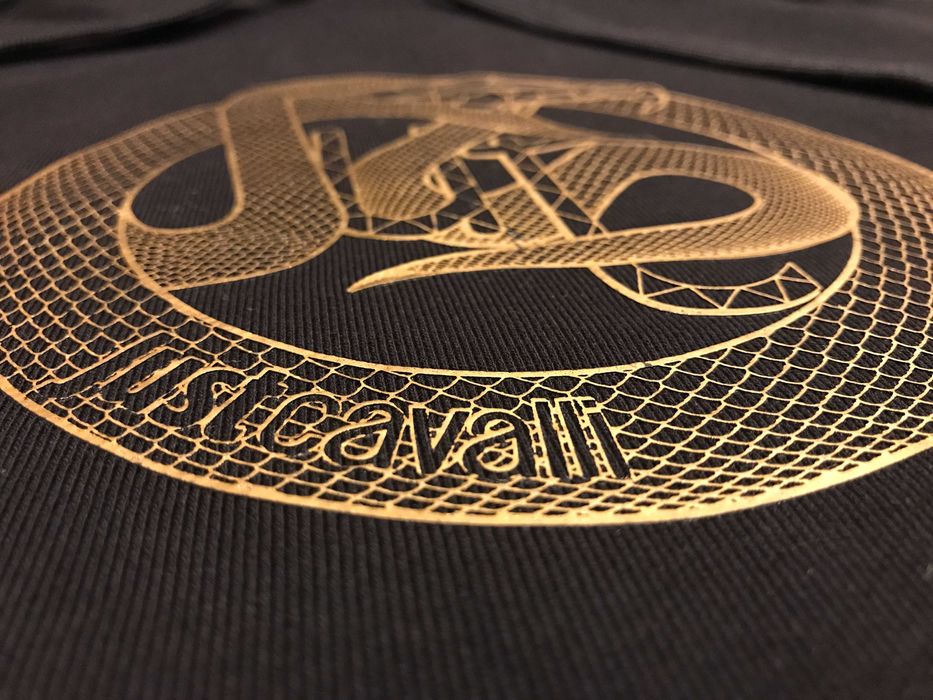 JUST CAVALLI, Суичър- Рокля със ЗЛАТНО Лого и ПРОЗРАЧНИ Вложки,  XL