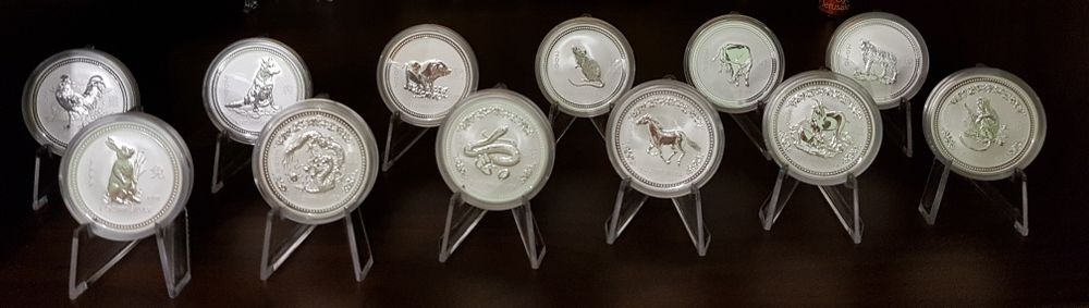 Perth Mint Lunar I + Lunar II 1999-2019 monede lingou argint 999