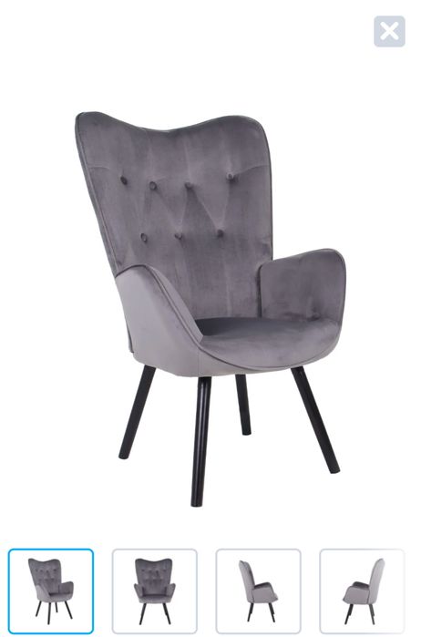 Fotoliu gri , velur . Nou