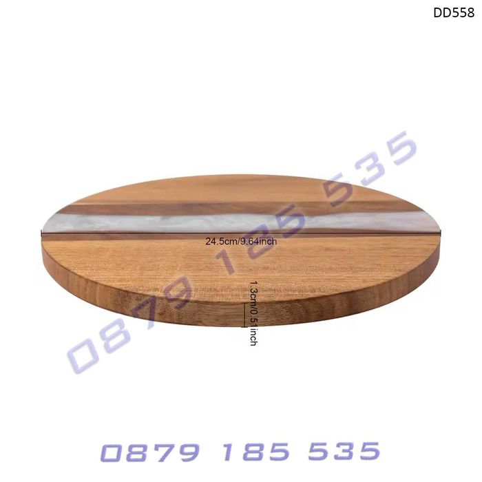 Кръгла кухненска дъска цветна епоксидна смола акациево дърво рязане