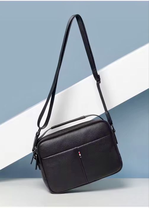 Мъжка кожена чанта за през рамо•Ежедневна сЛуксозно/Правоъгълен дизайн