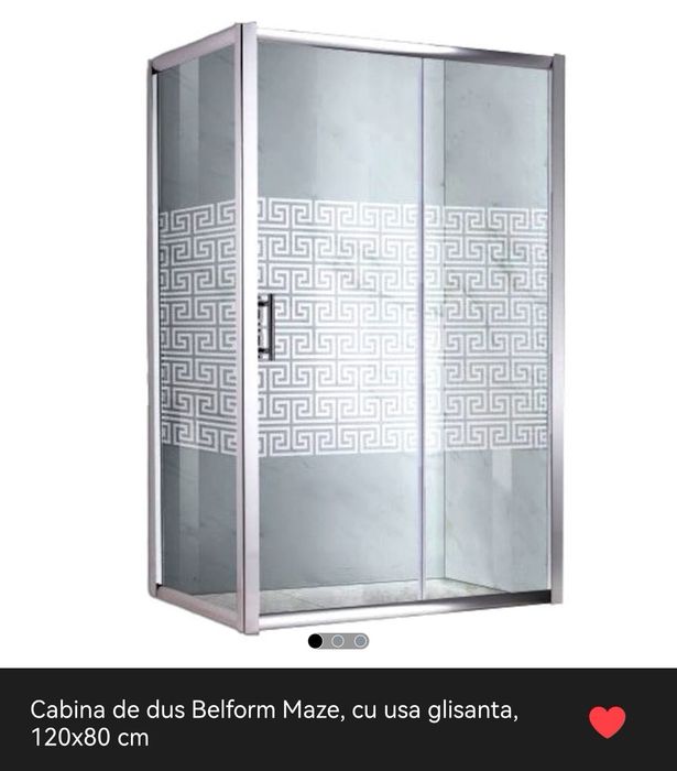 Cabina de dus Belform Maze, cu usa glisanta, 120x80 cm