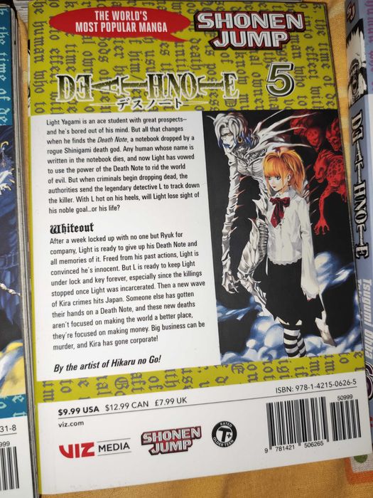 Volumele 1–6 din Death Note (ediția standard în limba engleză, Viz Media).l