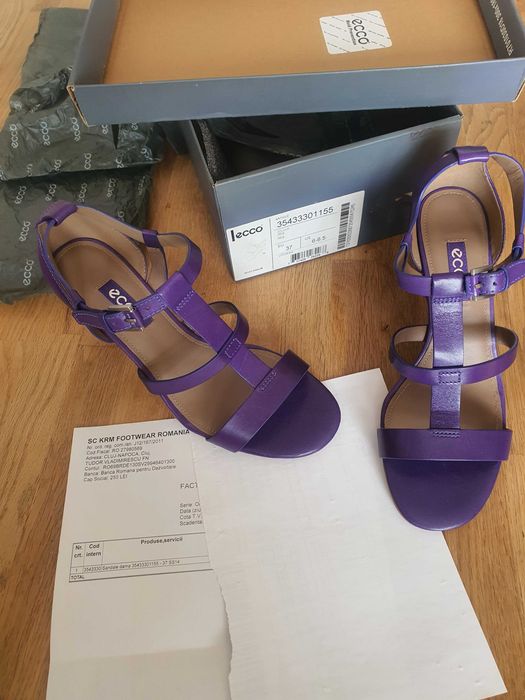 Sandale elegante dama Ecco, noi noute, mar.37, piele, culoare "iris"