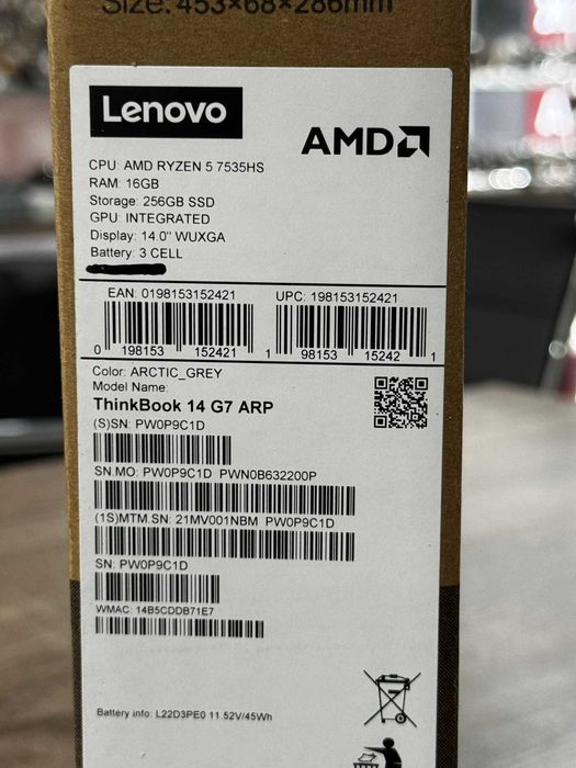 Лаптоп Lenovo ThinkBook 14 G7 ARP, 14.0″, Full HD+, AMD Ryzen 5