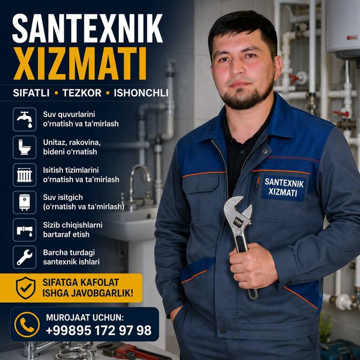 Santexnik xizmati 24/7 Denov bo'ylab