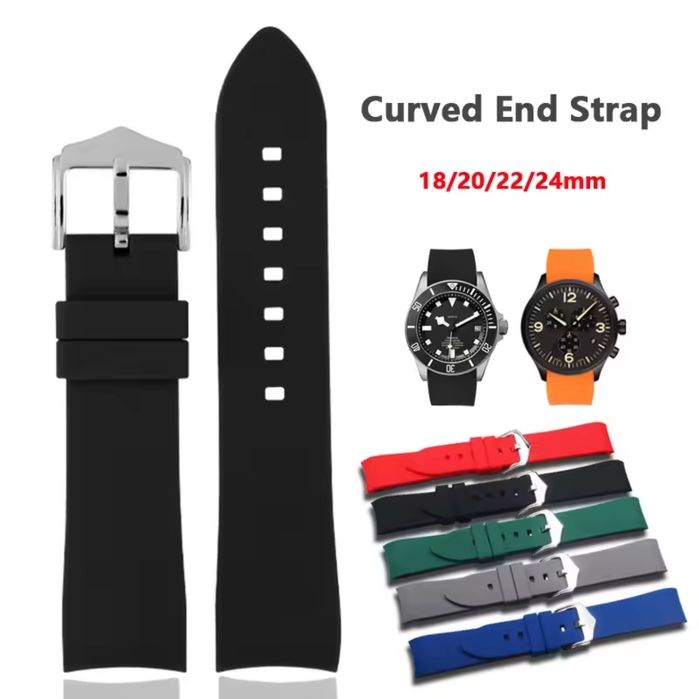 Гумена каишка за часовник 18mm с извит край