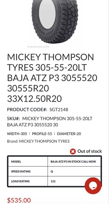 Гуми 305/55-20 Mickey Thompson Baja ATZ