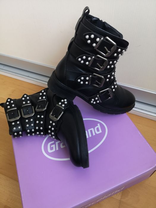 Bocanci ghete dama negre tinte rock 38