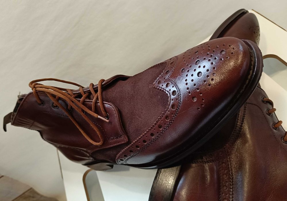 Ghete lace up 43 premium brogue Pat Calvin piele naturala moale