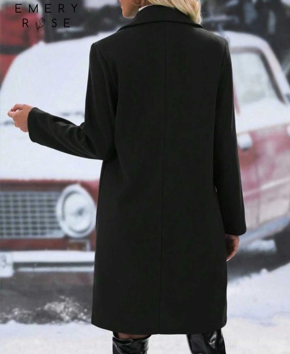 Дамско черно палто