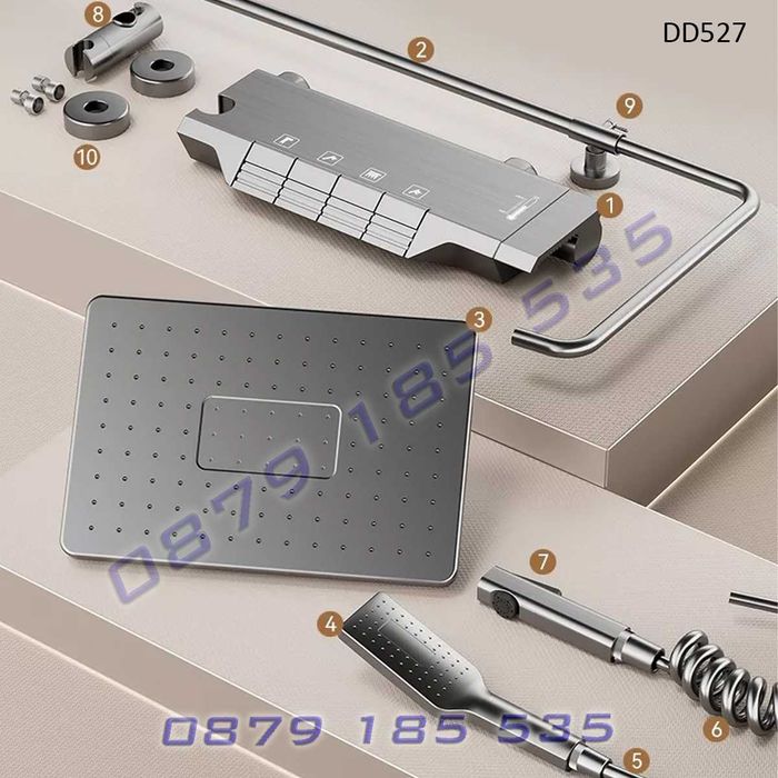 Луксозна душ система пиано бутони 4 функции никел модерна баня