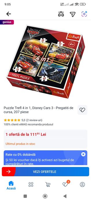 Puzzle Cars 4 în 1+ circuit mașinuță cadou