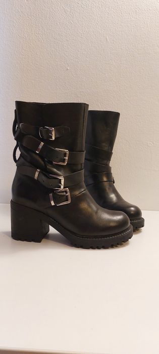 Botine cizme  ghete 36 piele naturala negre