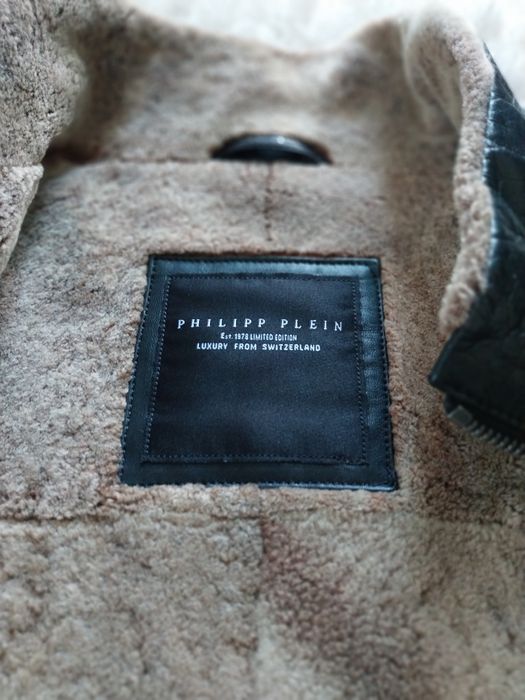 Philipp plein ORIGINAL-geaca piele+blana 2xl