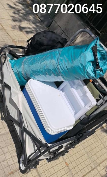 Сгъваема количка за градина, къмпинг и плаж с широки гуми 160кг