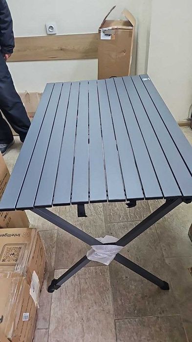 EVER ADVANCED Сгъваема алюминиева къмпинг маса за 4-6 души, 120x70 см