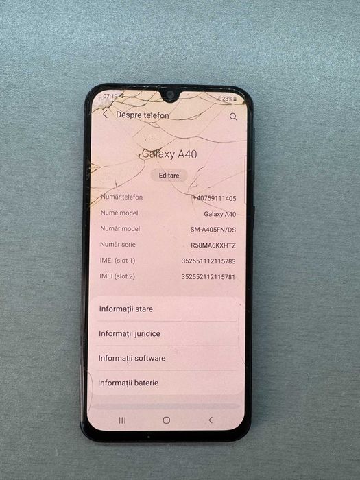 Samsung Galaxy A40 -64GB 4gb ram -android 11 -sticla sparta
