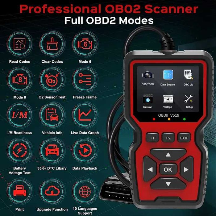Професионален автомобилен диагностичен кодочетец Full OBD2 EOBD