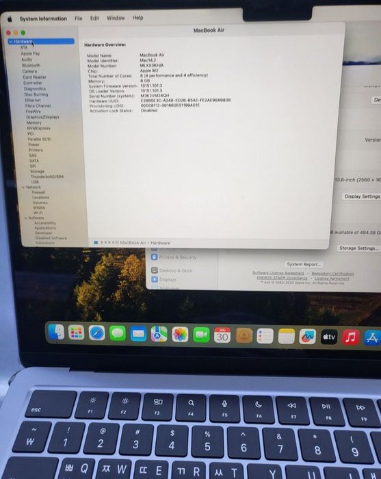 Macbook Air M2  13 dyum yangi  spacegray 8GB/512GB sotiladi