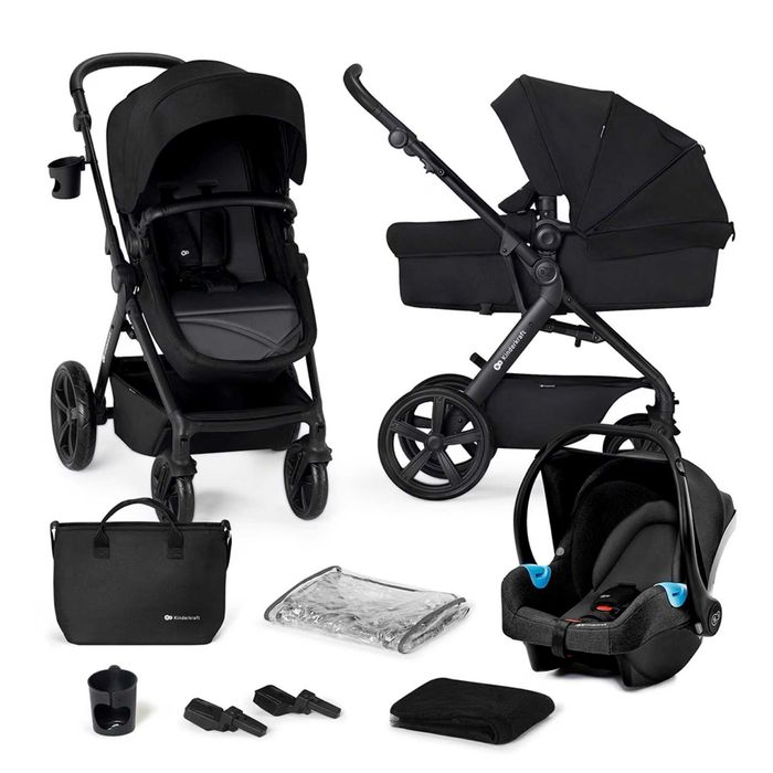 Carucior 3in1 KINDERKRAFT A-Tour KSATOU00BLK3, 5 puncte, 0 luni+, negru