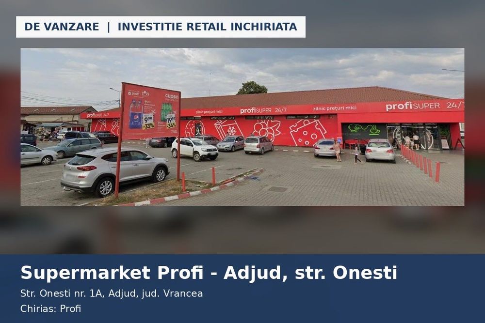 Supermarket Profi Adjud, str. Onesti - inchiriat, 964 mp, 45 parcari