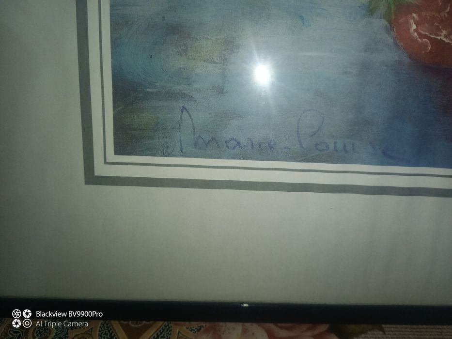 Tablou semnat pictat in acuarela cu sticla