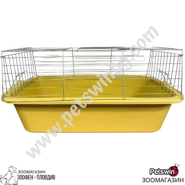 Клетка за Гризач/Заек - M размер - 72см/40см/36см - Жълта разцветка