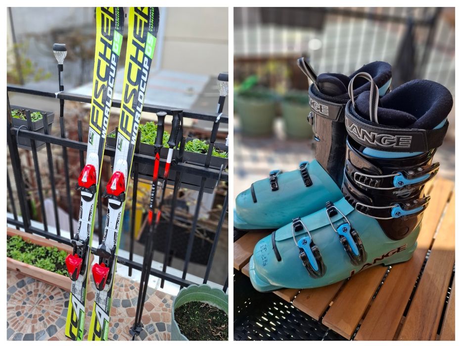 Set Complet Schi Junior Race: Fischer RC4 Worldcup GS (138 cm) + Bețe