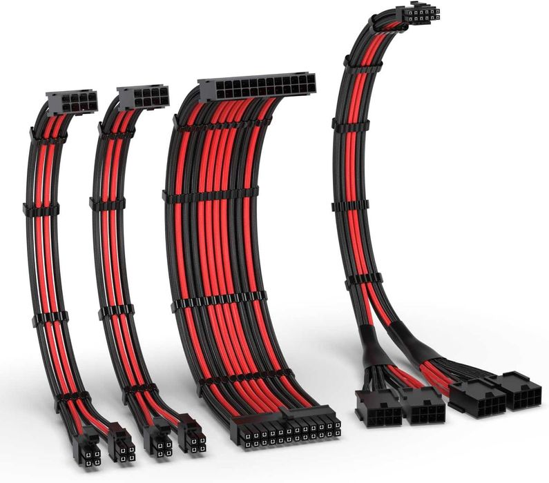 Kit cablu manson EZDIY-FAB PCIE 5.0 12VHPWR extensie cablu alimentare PSU PC Desktop GPU 16AWG 24PIN-ATX/(4+4) PIN-EPS/(12+4) PIN la 4X 8 PIN PCIE