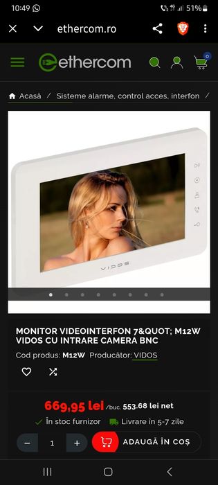 Monitor Interfon Vimar Elvox