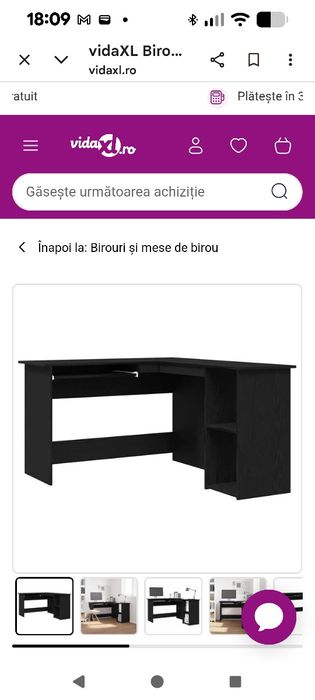 Birou vidaxl negru