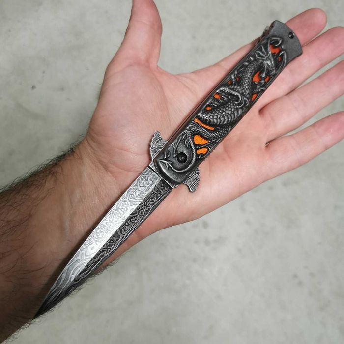 Сгъваем нож Dark Fantasy Dragon клипс и пружинно асистирано отваряне