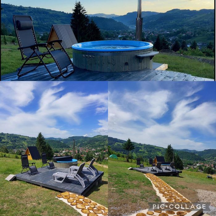 Cabana A Frame Panoramic Apuseni de inchiriat cu ciubar jacuzzi