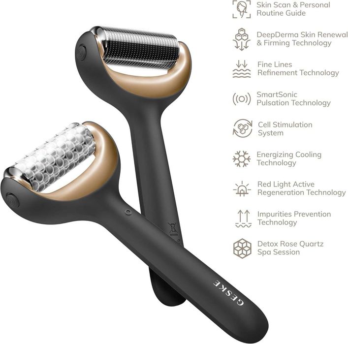 Електрически дермаролер GESKE 9-в-1 - Микроигли и Розов кварц (Нов)