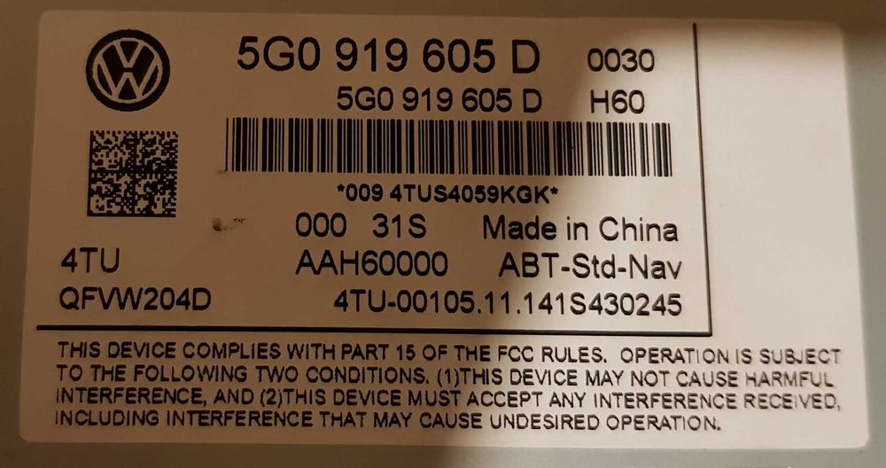 Kit Navigatie VW Golf 7  5G0 919 605 D