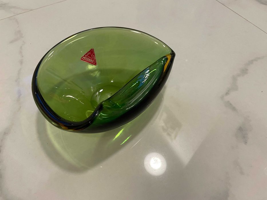 superb vas bol Murano Somersso anii 1950 verde pt depozitare bijuterii