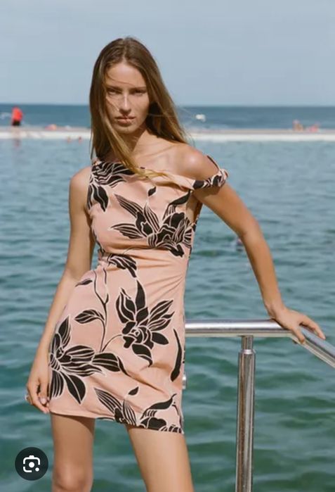 ZARA Linen Dress рокля лен M