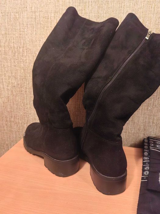 Зимние сапоги, замша