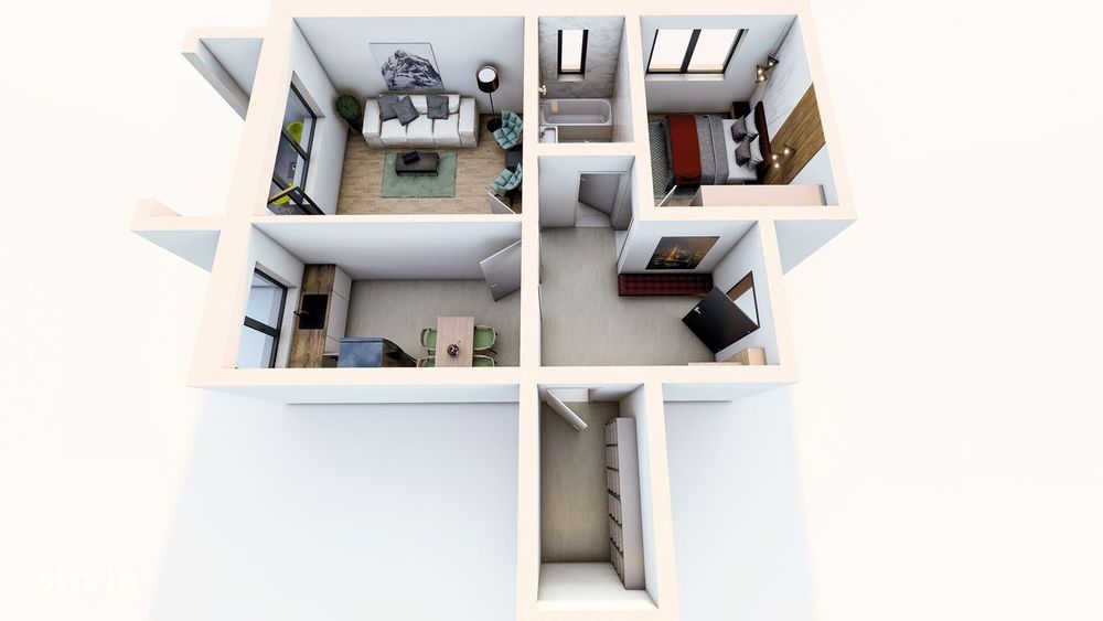 Apartament 2 camere, 60 mp, decomandat, 88 530 euro, parcare inclusă.