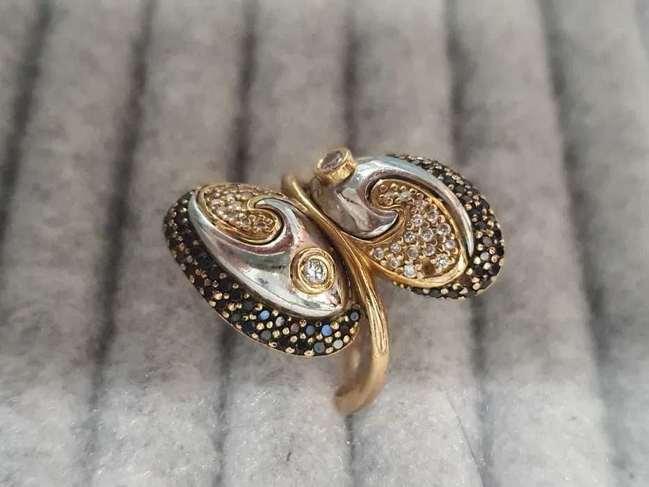 Inel 18 kt cu Diamante naturale si negre