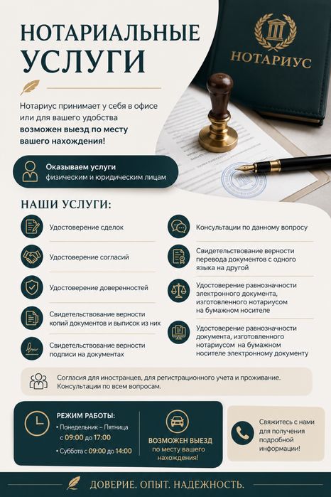 Нотариус! Все виды нотариальных услуг!