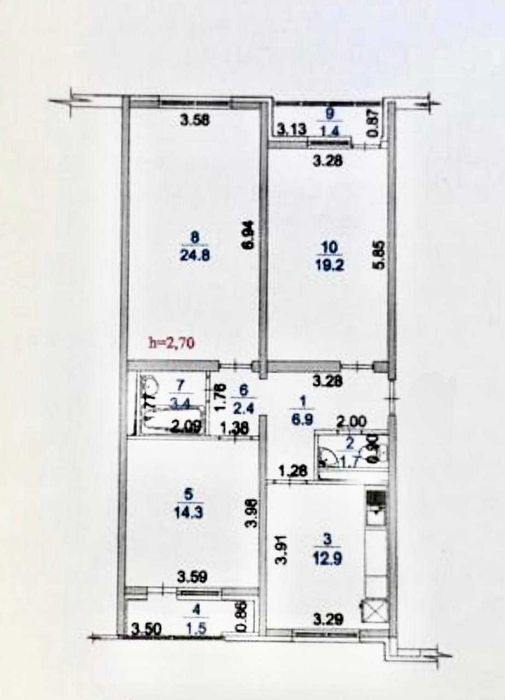 3-комнатная квартира · 90 м²