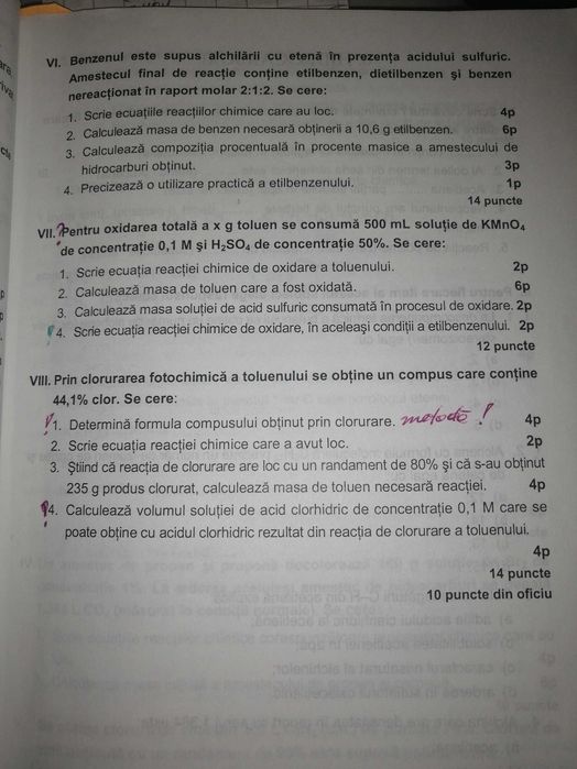 Chimie Organica Teste pentru Bacalaureat Olimpiade Medicina