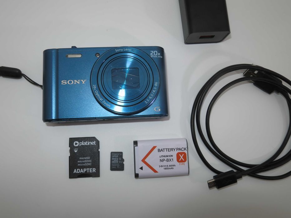 Sony Cyber-shot DSC WX300 ултра компактен цифров фотоапарат, дигитална камера с 20х оптичен зум, 18MP, Wi-fi, Ful HD, пълен комплект - работи отлично!