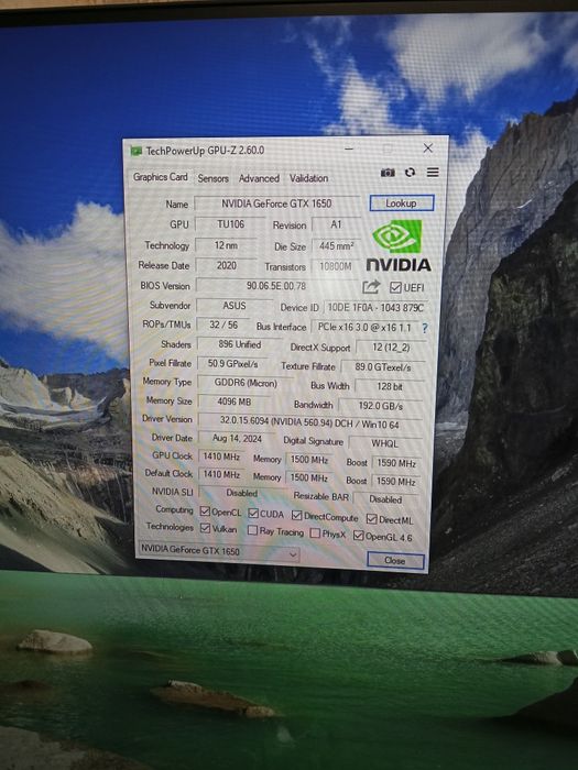 GTX 1650 4Гб DDR 6